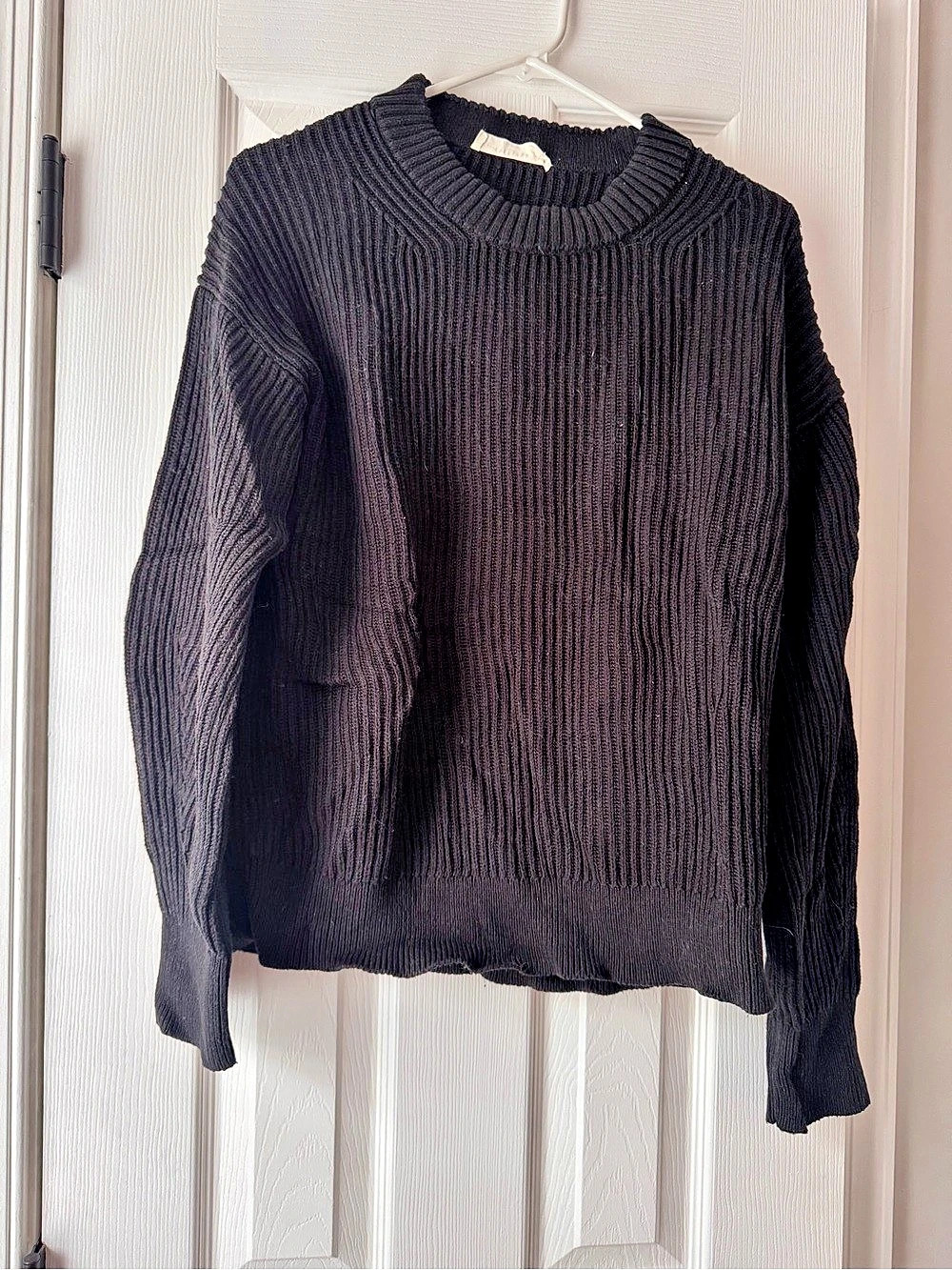 Everlane Ribbed Crewneck Sweater in Black Size Medium